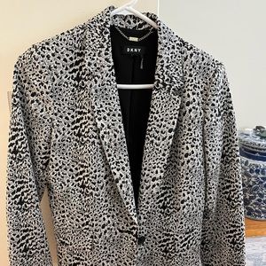 Leopard print black and white blazer